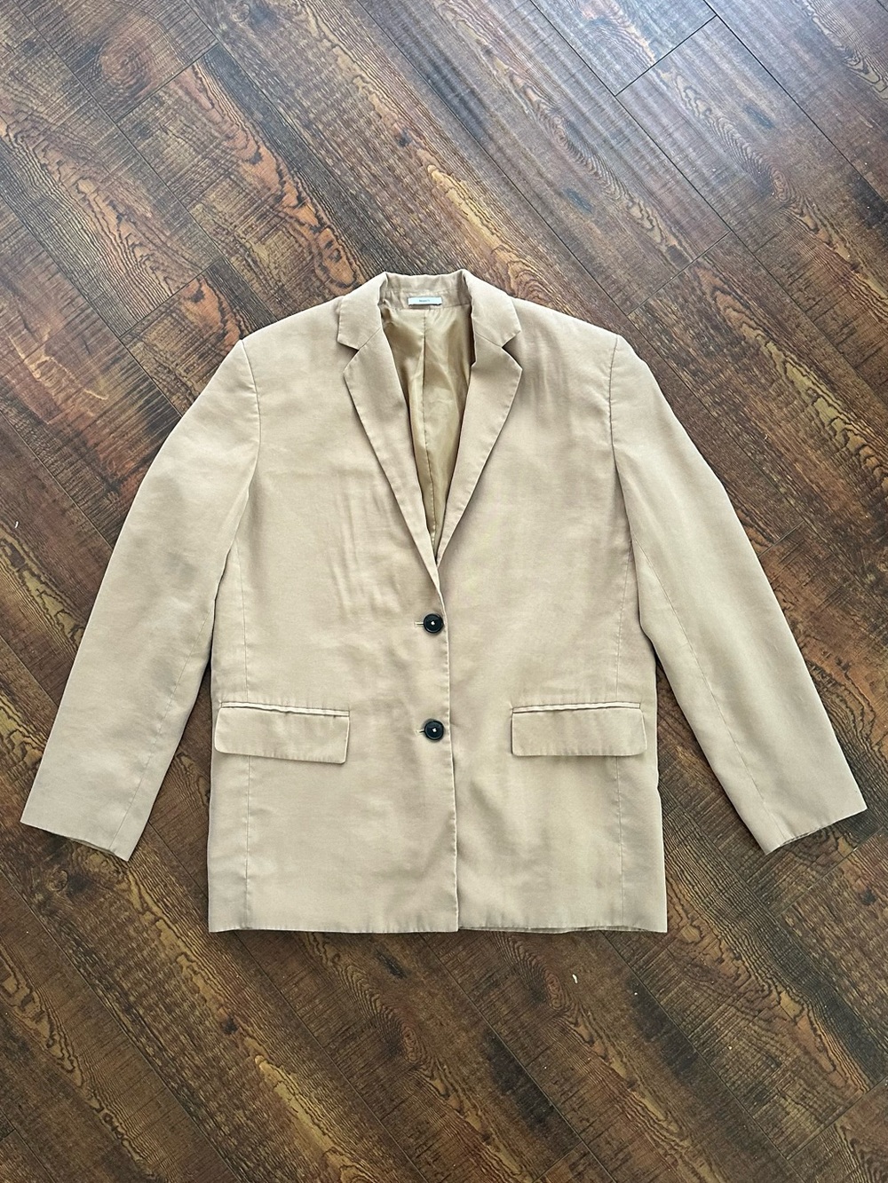 Calvin Klein Beige Women's Blazer Jacket - Two-Button Tailored Design